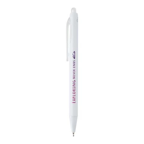 Stylo bille Glen avec double injection recyclé RCS (encre bleue) blanc