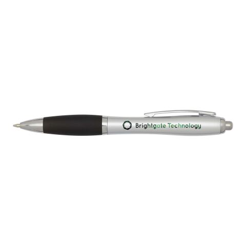 Stylo bille RCS en plastique recyclé avec corps argenté et grip coloré (encre noire) Nash Standard | Noir | sans marquage | non disponible | non disponible