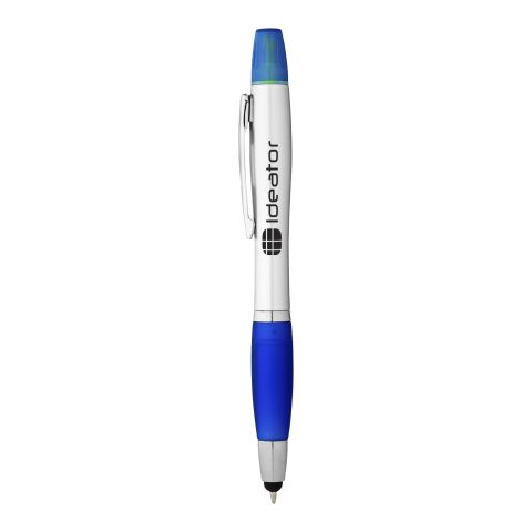 Stylo à bille avec fonction stylet et surligneur Nash Prioritaire | Argent-Bleu royal | Impression Numérique | Corps | 60 mm x 8 mm