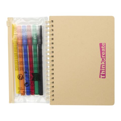 Cahier à couverture rigide Squiggle B6 et lot de marqueurs Naturel
