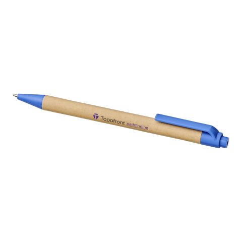 Stylo bille en carton recyclé et plastique de maïs Berk Prioritaire | Bleu | Sérigraphie Toutautour de L&#039;article 1 couleur | autour | 50 mm x 15 mm