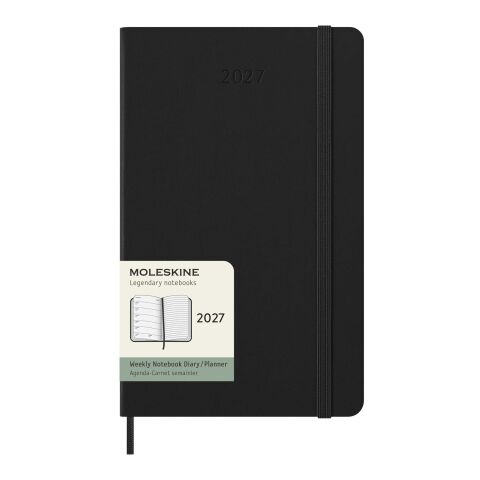 Agenda L hebdomadaire 12&nbsp;mois Moleskine à couverture rigide Standard | Noir | sans marquage | non disponible | non disponible