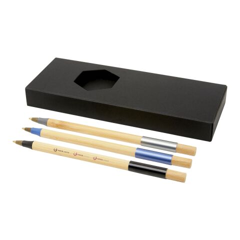 Parure Kerf de stylos en bambou, 3 pièces Standard | Noir-Naturel | sans marquage | non disponible | non disponible