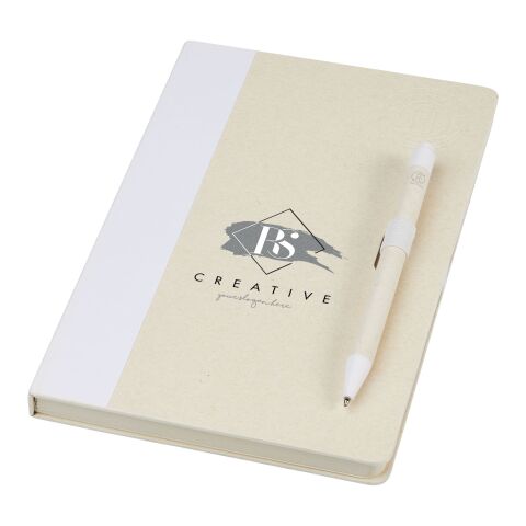 Ensemble carnet de notes format A5 et stylo bille Dairy Dream Standard | Blanc | sans marquage | non disponible | non disponible