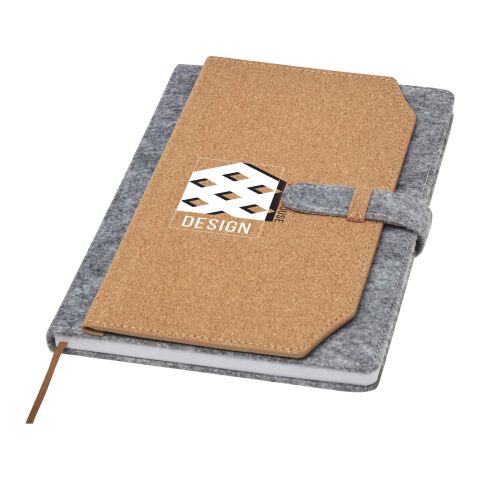 Carnet A5 Viviana en feutrine recyclée et liège Standard | Naturel | sans marquage | non disponible | non disponible | non disponible