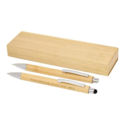 Set stylo bille et porte-mine Oblys en bambou (encre noire)