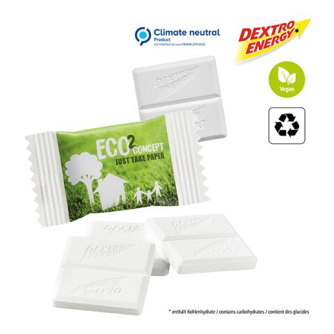 DEXTRO ENERGY en flowpack de papier blanc | Impression