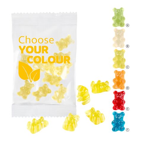 Oursons premium avec 1 seule couleur, 15 g VEGAN, sachet compostable grün | sans marquage | Fruit de la passion