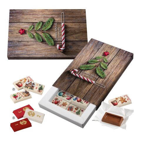 Calendrier de l’avent – Coffret cadeau – motif standard personnalisé – avec des napolitains sans marquage | Décoration de Noël | Joyeux Noël Noir