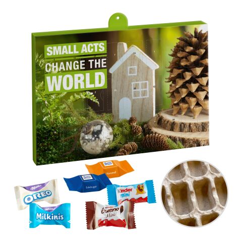 Calendrier de l&#039;avent Premium cadeau – version écologique avec Ritter Sport, Assortiment de Milka Favourites et Kinder chocolat Mini et Kinder Bueno Mini sans marquage