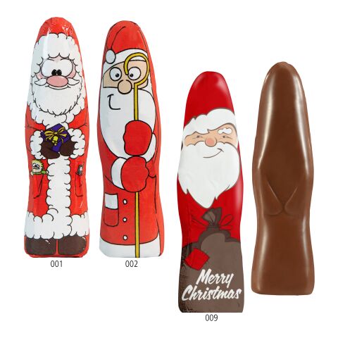 Père Noël en chocolat MINI «motifs standards» sans marquage | Père Noël avec une crosse