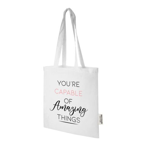 Sac shopping Madras en coton recyclé de 140 g/m2 de 7 L Standard | Blanc | sans marquage | non disponible | non disponible | non disponible