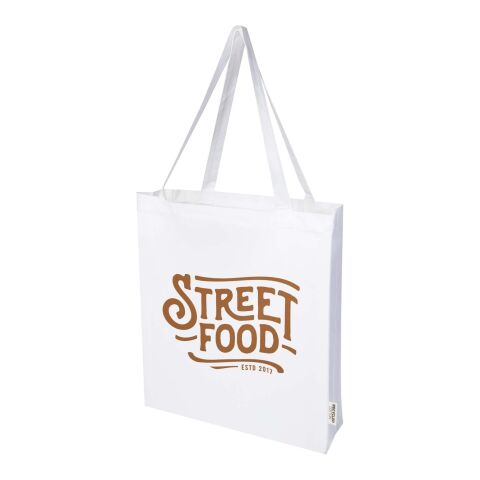 Sac shopping à soufflets Madras en coton recyclé 140 g/m² certifié GRS Standard | Blanc | sans marquage | non disponible | non disponible | non disponible