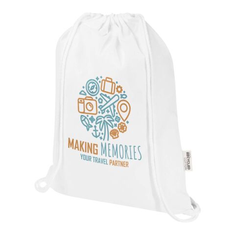 Sac Peru Blend de 5&nbsp;L avec cordon en coton recyclé 180&nbsp;g/m2 certifié GRS Standard | Blanc | sans marquage | non disponible | non disponible | non disponible