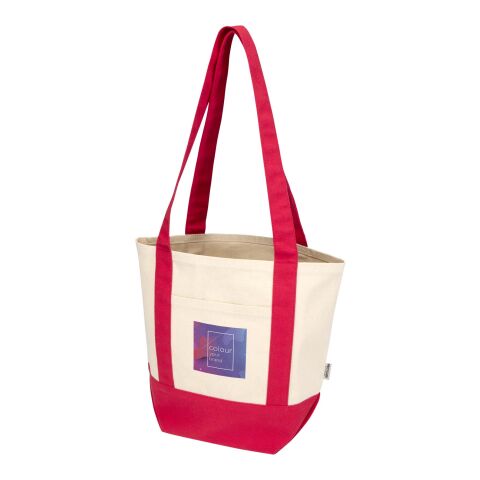 Mini sac shopping Sam en coton recyclé GRS 320&nbsp;g/m2 Standard | Rouge-Naturel | sans marquage | non disponible | non disponible | non disponible