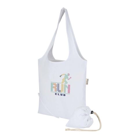 Sac fourre-tout pliable en coton recyclé GRS « Madras Blend » 140 g/m², 7 L blanc