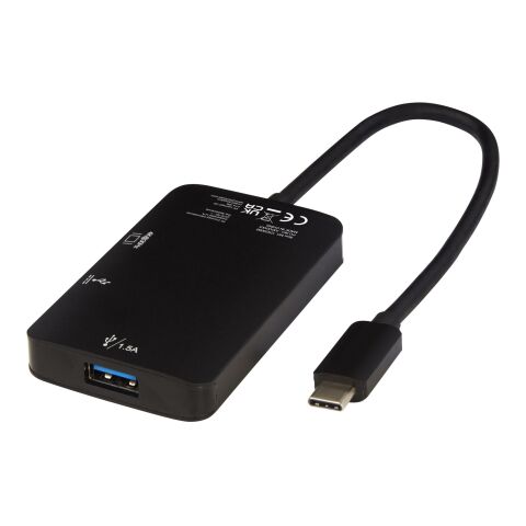 Adaptateur multimédia Type-C en aluminium ADAPT (USB-A / Type-C / HDMI) Standard | noir | sans marquage | non disponible | non disponible