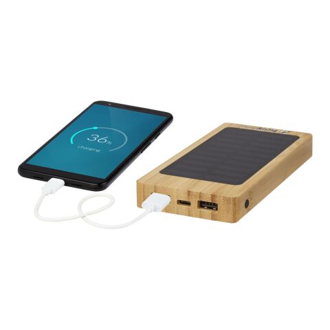 Batterie de secours solaire Alata de 8 000 mAh en bambou Standard | Beige | sans marquage | non disponible | non disponible
