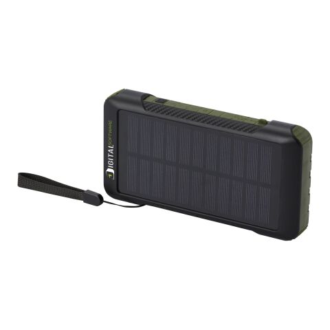 Batterie de secours Soldy solaire à dynamo en plastique recyclé RCS de 10 000 mAh Standard | Vert militaire | sans marquage | non disponible | non disponible