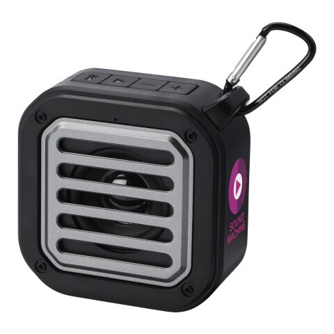 Haut-parleur solaire Bluetooth® Solo de 3 W IPX5 en plastique recyclé certifié RCS avec mousqueton
