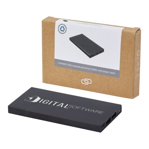 Batterie de secours Connect de 5 000 mAh en aluminium recyclé certifié RCS Standard | Noir bronze | sans marquage | non disponible | non disponible