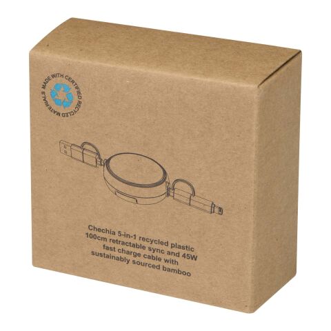 Câble rétractable 5 en 1 Chechia de 100 cm en plastique recyclé pour la synchronisation des données et la charge rapide de 45 W