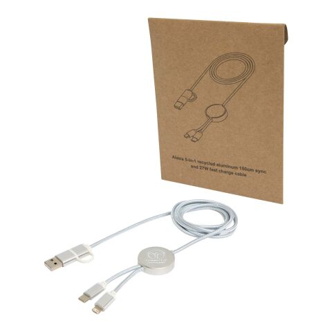 Câble 5 en 1 Alasia en aluminium et plastique recyclés de 150 cm pour la synchronisation des données et la charge rapide de 27 W