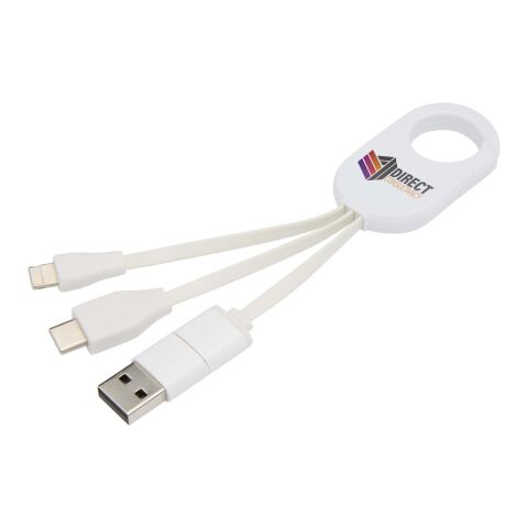 Câble de charge 4 en 1 Troop en plastique recyclé Standard | Blanc | sans marquage | non disponible | non disponible