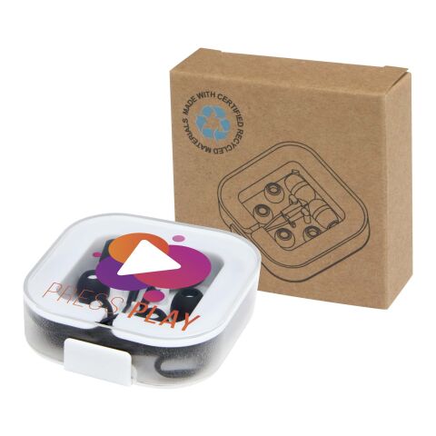 Casque filaire type C Baekdu avec boîte de rangement en plastique recyclé Standard | Noir | sans marquage | non disponible | non disponible