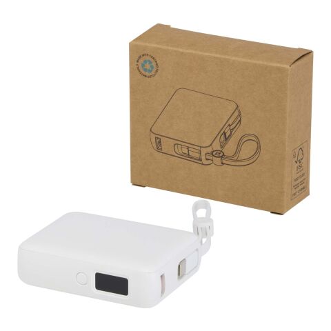 Batterie externe Acrux de 10 000 mAh et 35 W pour tablette avec câble Type-C intégré - fabriquée en plastique recyclé Standard | blanc | sans marquage | non disponible | non disponible