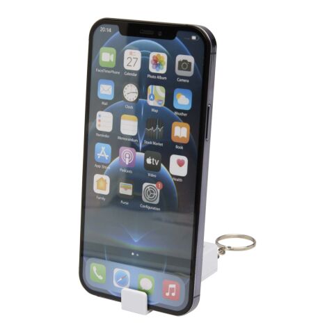 Support de téléphone Aggia avec jouet fidget en plastique recyclé Standard | blanc | sans marquage | non disponible | non disponible