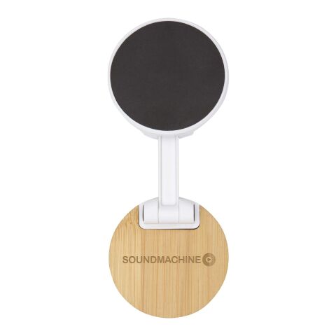 Support de téléphone Alcor magnétique et pliable en plastique recyclé avec détails en bambou Standard | blanc | sans marquage | non disponible | non disponible