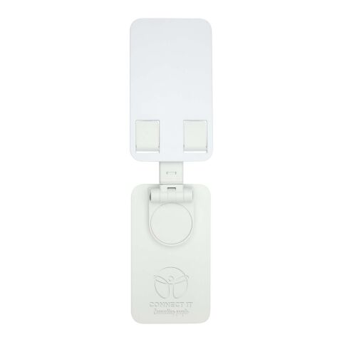 Support de téléphone Alhena pliable en plastique recyclé avec support de bureau en métal Standard | blanc | sans marquage | non disponible | non disponible