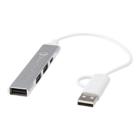 Hub USB-A et Type-C Alkaid à 4 ports en aluminium recyclé avec double entrée Standard | Argent | sans marquage | non disponible | non disponible