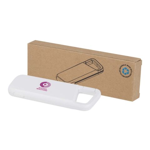 Batterie externe Alkes de 5 000 mAh et 12 W en plastique recyclé résistante à l’eau avec mousqueton Standard | blanc | sans marquage | non disponible | non disponible