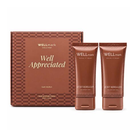 Coffret cadeau Wellmark Quite Rebellion comprenant un savon pour les mains de 70 ml et une lotion pour les mains de 70 ml Marron