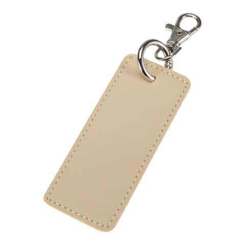 Porte-clés rectangulaire à breloques en matériaux recyclés certifié GRS Resi Plus Standard | Oatmeal | sans marquage | non disponible | non disponible