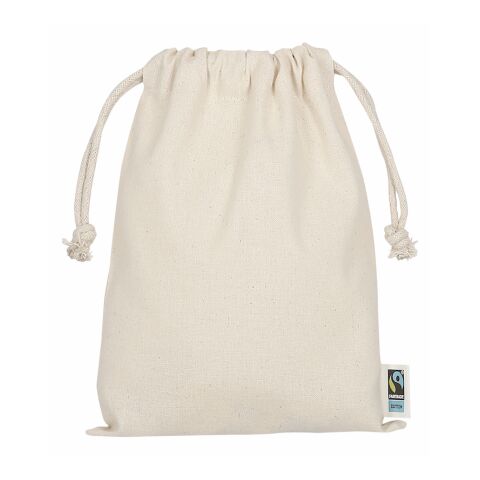 Sac à cordon en coton -Fairtrade 20x15 cm beige | sans marquage | Impression 1 couleur