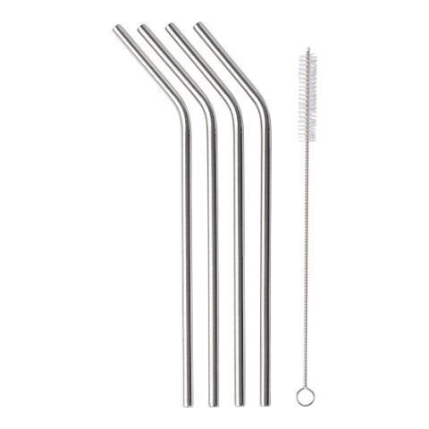 Set de 4 pailles en acier inoxydable