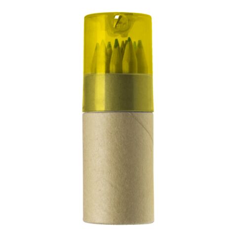 Tube cartonné de 12 crayons jaune | sans marquage | non disponible | non disponible