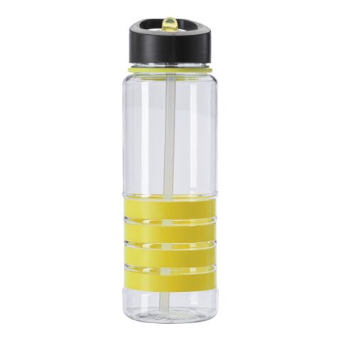Bouteille en plastique transparent avec paille - 700 ml jaune | sans marquage | non disponible | non disponible