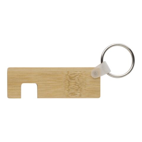 Porte-clés en bambou avec support de téléphone Orlando marron | sans marquage | non disponible | non disponible