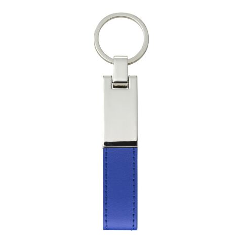 Porte-clés en métal et PU. bleu cobalt | sans marquage | non disponible | non disponible
