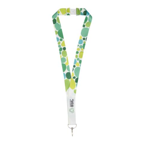 Lanyard Addie en PET recyclé sublimation blanc-blanc | 15mm | Sublimation | all over, front | 15 mm x 900 mm