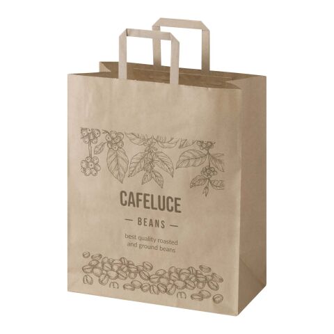 Sac en papier Kraft 80 à 90&nbsp;g/m2 avec poignées plates 32 x 17 x 39&nbsp;cm Marron kraft | sans marquage | non disponible | non disponible