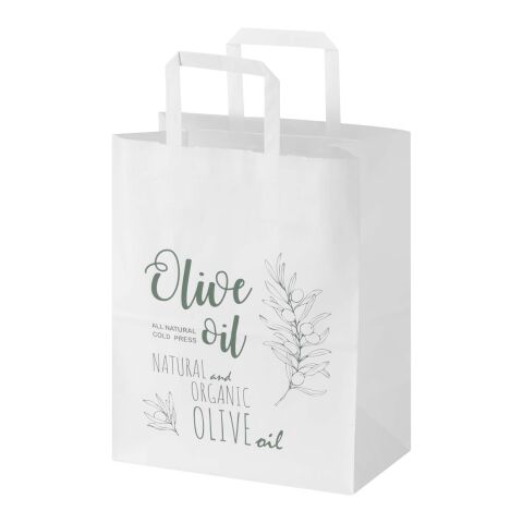 Sac en papier Kraft 80&nbsp;g/m2 avec poignées plates 25 x 15 x 32 cm Blanc | sans marquage | non disponible | non disponible