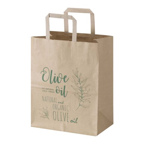 Sac en papier Kraft 80&nbsp;g/m2 avec poignées plates 25 x 15 x 32 cm Marron kraft | sans marquage | non disponible | non disponible