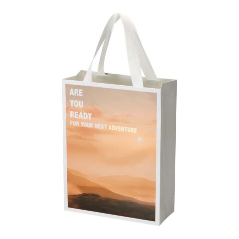 Sac en papier Smartfold 230 g/m² avec anses en ruban et pelliculage brillant - 24 x 10 x 32 cm blanc