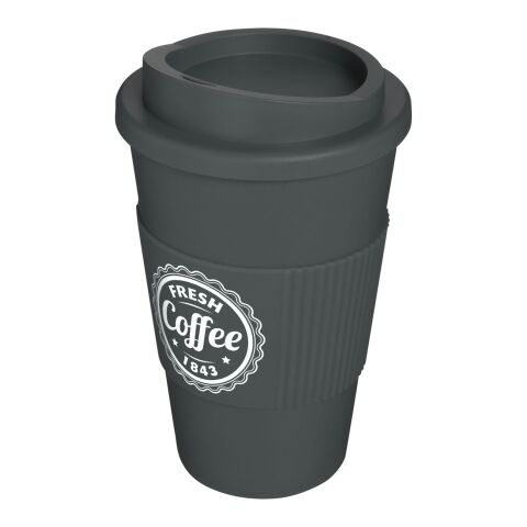 Gobelet isolant Americano® 350 ml avec bandeau antidérapant Gris | Sérigraphie 1 couleur | autour | 228 mm x 73 mm