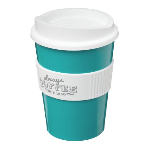Gobelet Americano® medio 300 ml avec bandeau antidérapant Bleu aqua-Blanc | sans marquage | non disponible | non disponible